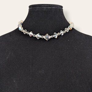 Vintage Short Bicone AB Crystal Necklace